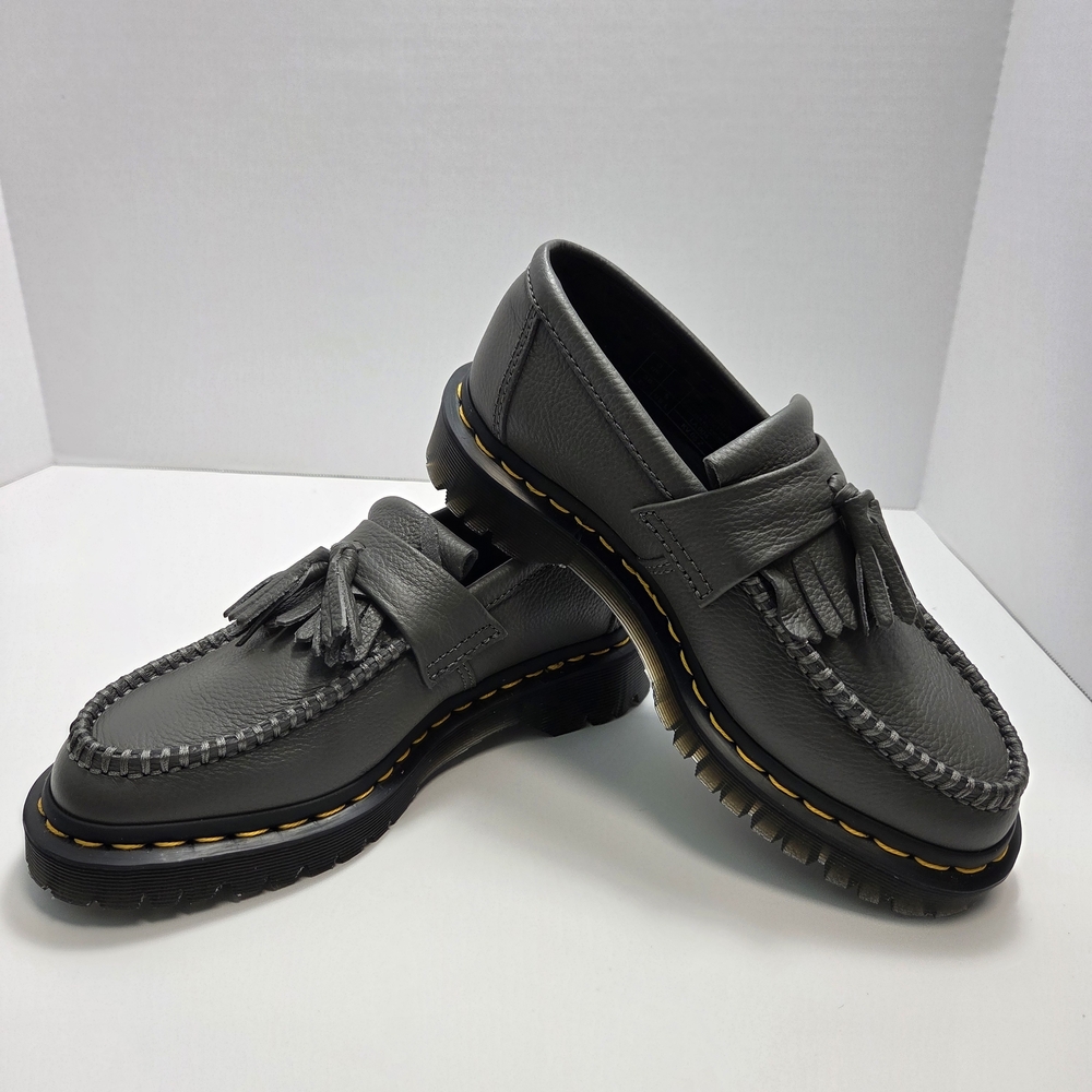 Dr. Martens Adrian Virginia Leather Tassel Loafers Gunmetal Gray Sz 5